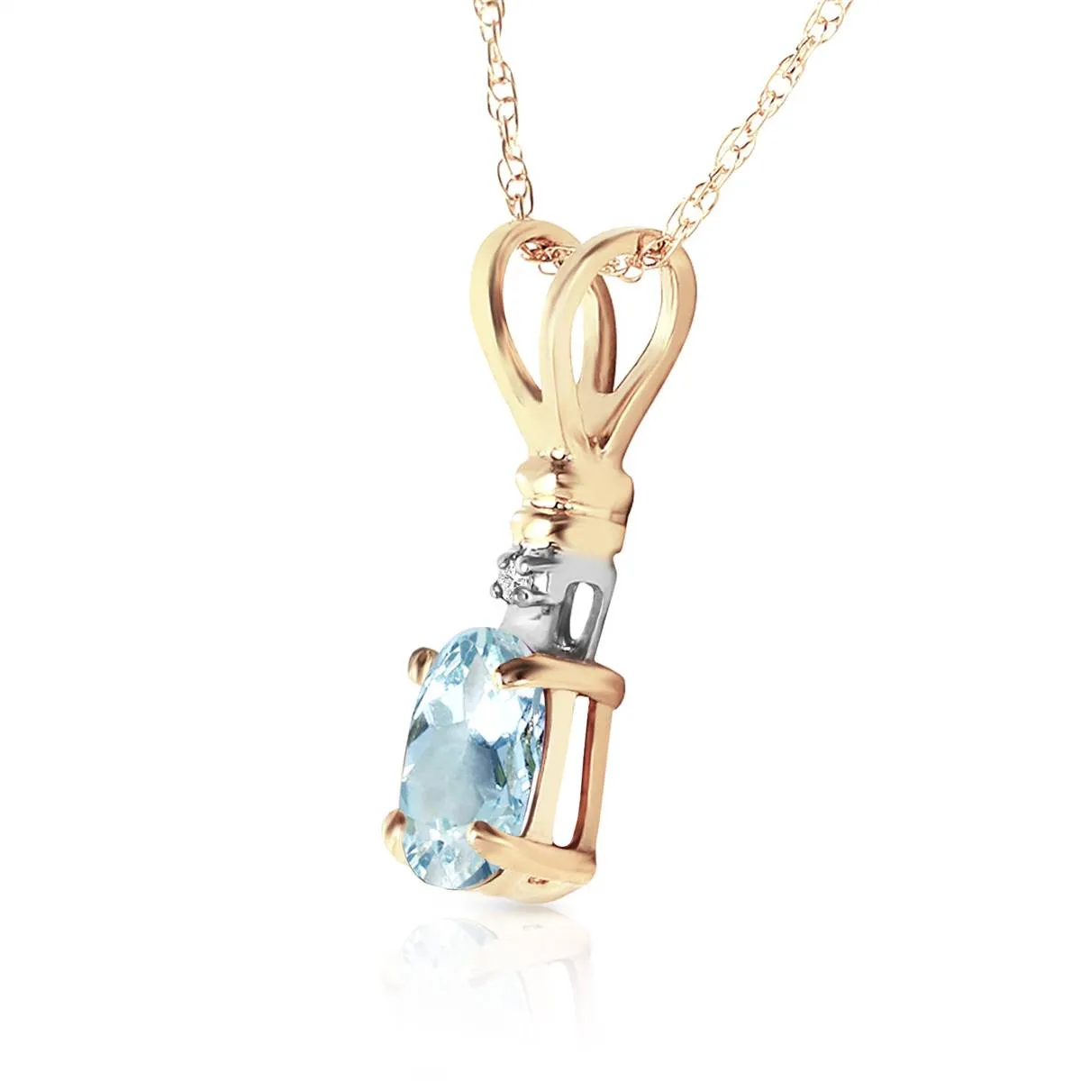 0.46 Carat 14K Solid Yellow Gold Prettier Than Ever Aquamarine Necklace