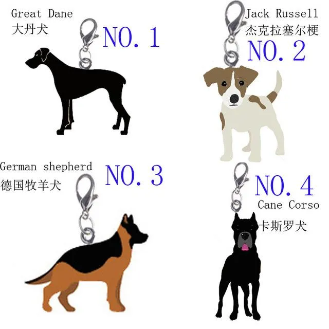 10 Pcs/Lot DIY Charm German Shepherd Dog Bulldog Pendant Keychain