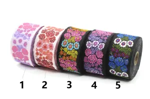 10 Yards 1 Spool Bridal Bouquet Jacquard Ribbon Sewing Trim, Jacquard webbing ribbon, Woven Border, Jacquard Trim Costume Sewing 50097