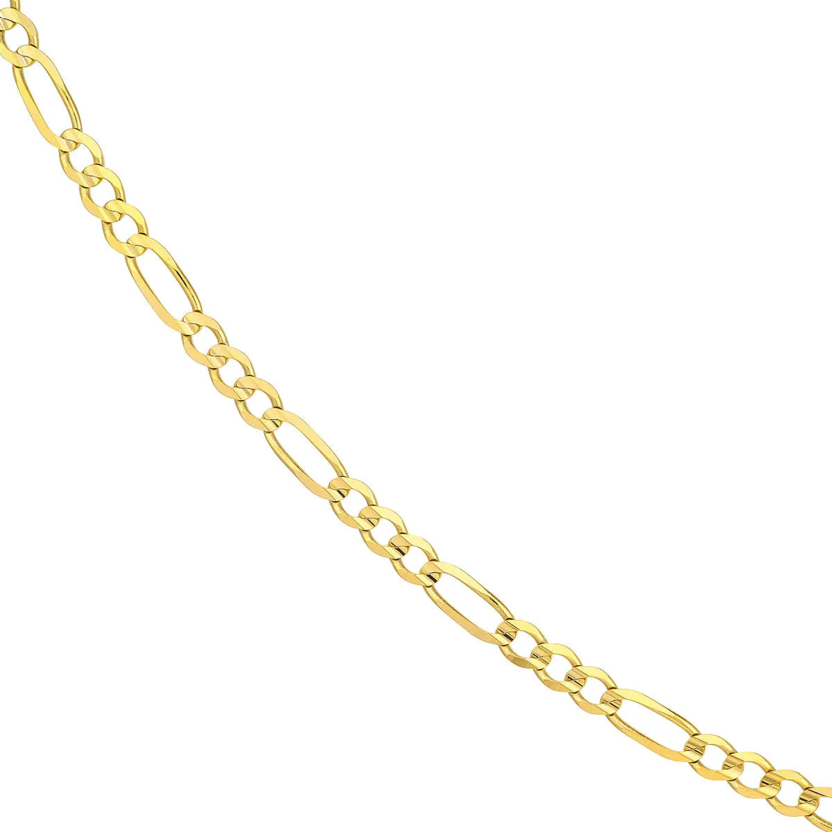 10K Yellow Gold 22" Concave Figaro Chain