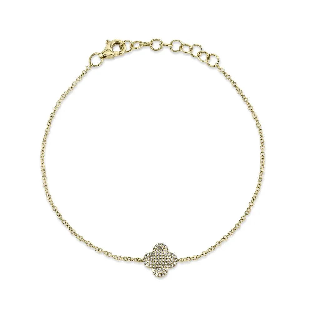 14K DIAMOND PAVE CLOVER BRACELET