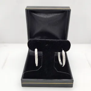 14K White Gold & Diamond In/Out Large Hoops-Estate