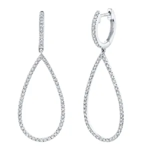 14K WHITE GOLD AND DIAMOND TEAR DROP EARRINGS