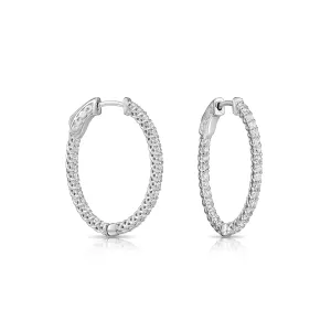 14k White Gold Diamond Hoop Earrings, 1.40 carats