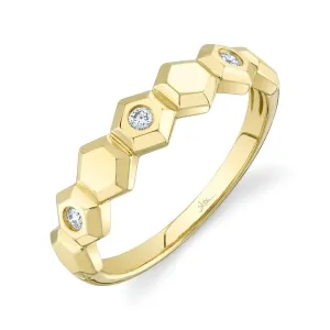 14K YELLOW GOLD DIAMOND HEXAGON RING .08CT