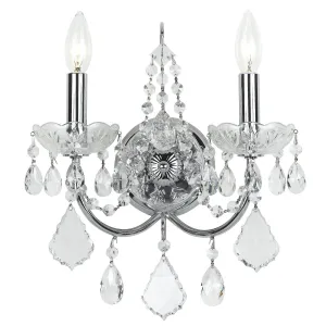 2 Light Polished Chrome Crystal Sconce Draped In Clear Spectra Crystal - C193-3222-CH-CL-SAQ