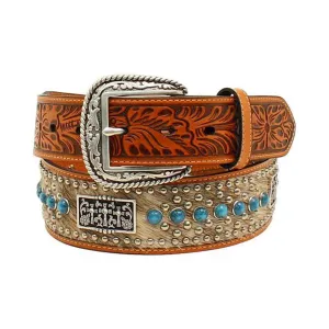 7/8'' Calf Hair 3 Crosses Concho Belt