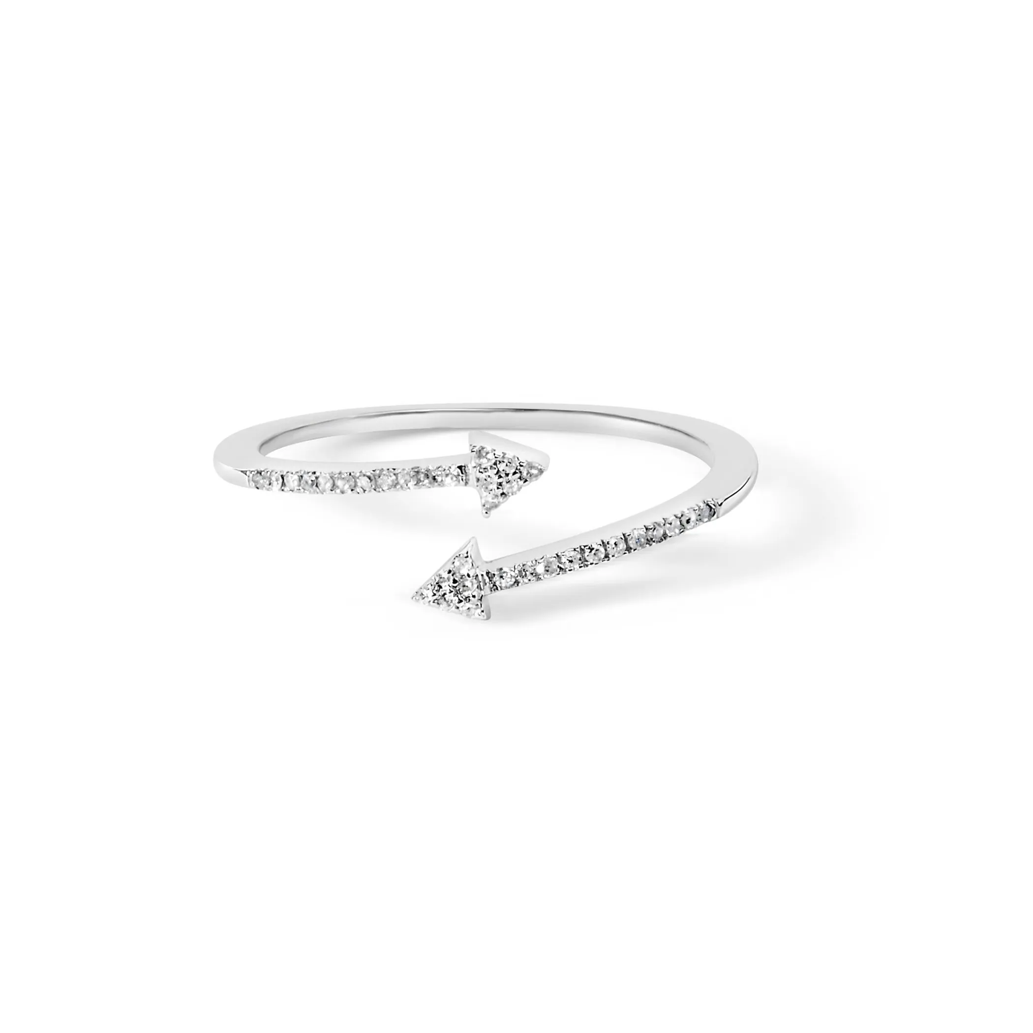 .925 Sterling Silver 1/5 Cttw Diamond Double Arrowhead Open Ring (I-J Color, I2-I3 Clarity) - Ring Size 7