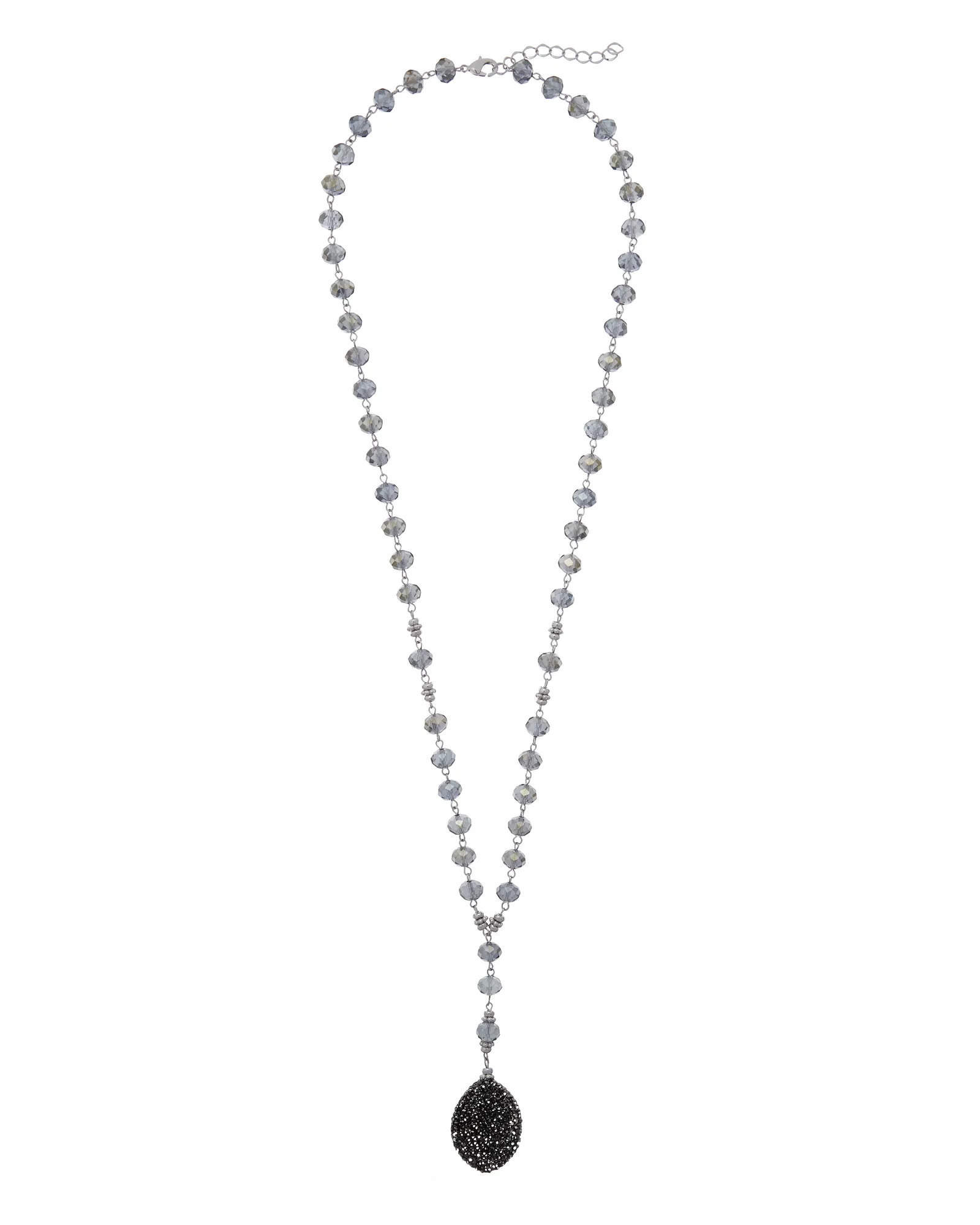 Alexi Shine Pendant Bead Necklace | Silver / Black