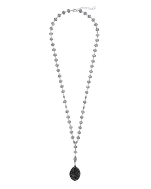 Alexi Shine Pendant Bead Necklace | Silver / Black