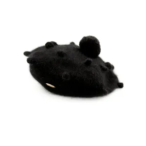 Angora Black Beret