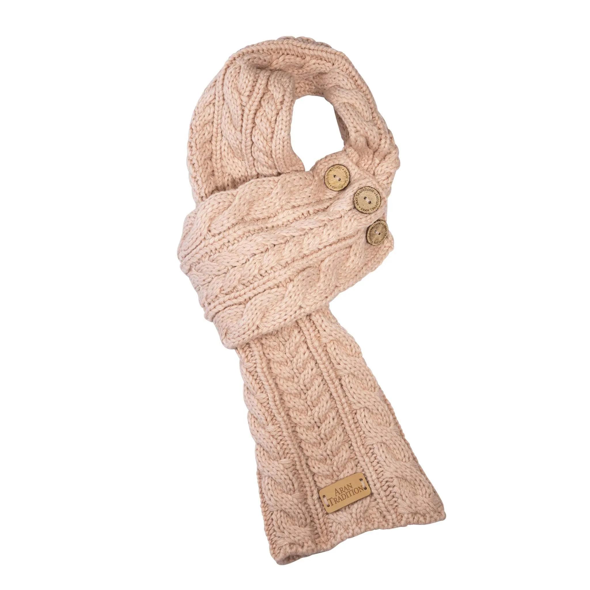 Aran Cable Button Wrap Scarf