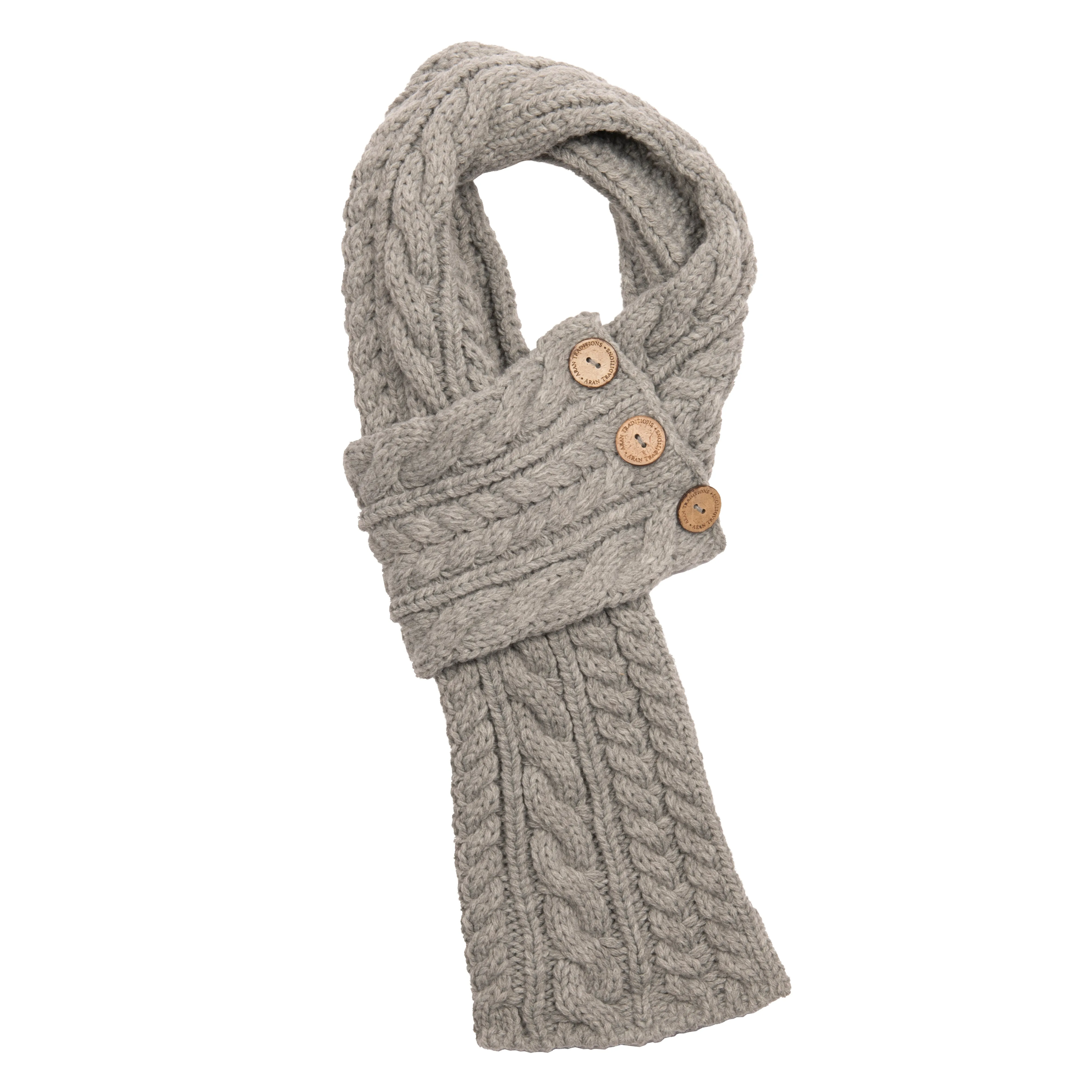 Aran Cable Button Wrap Scarf