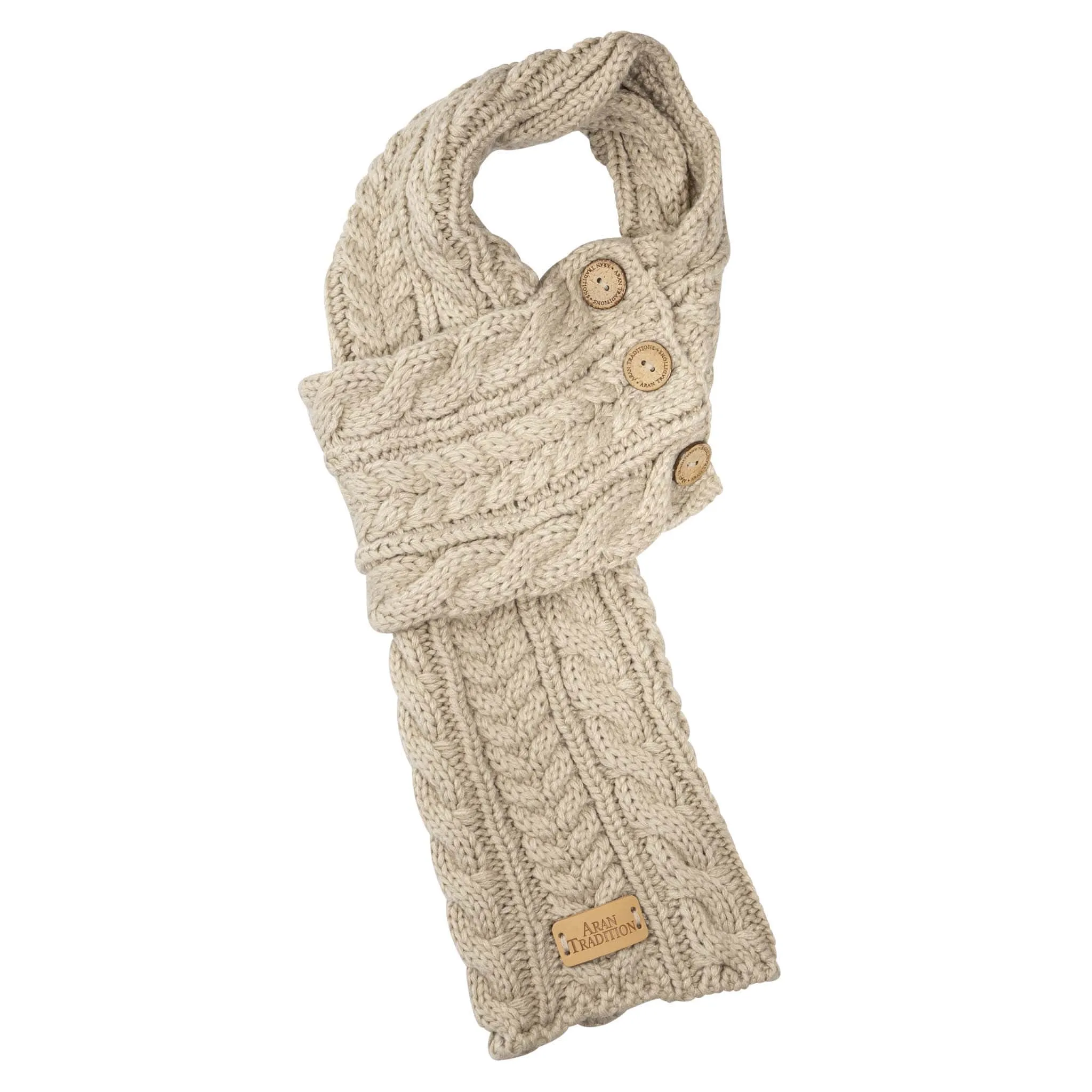 Aran Cable Button Wrap Scarf