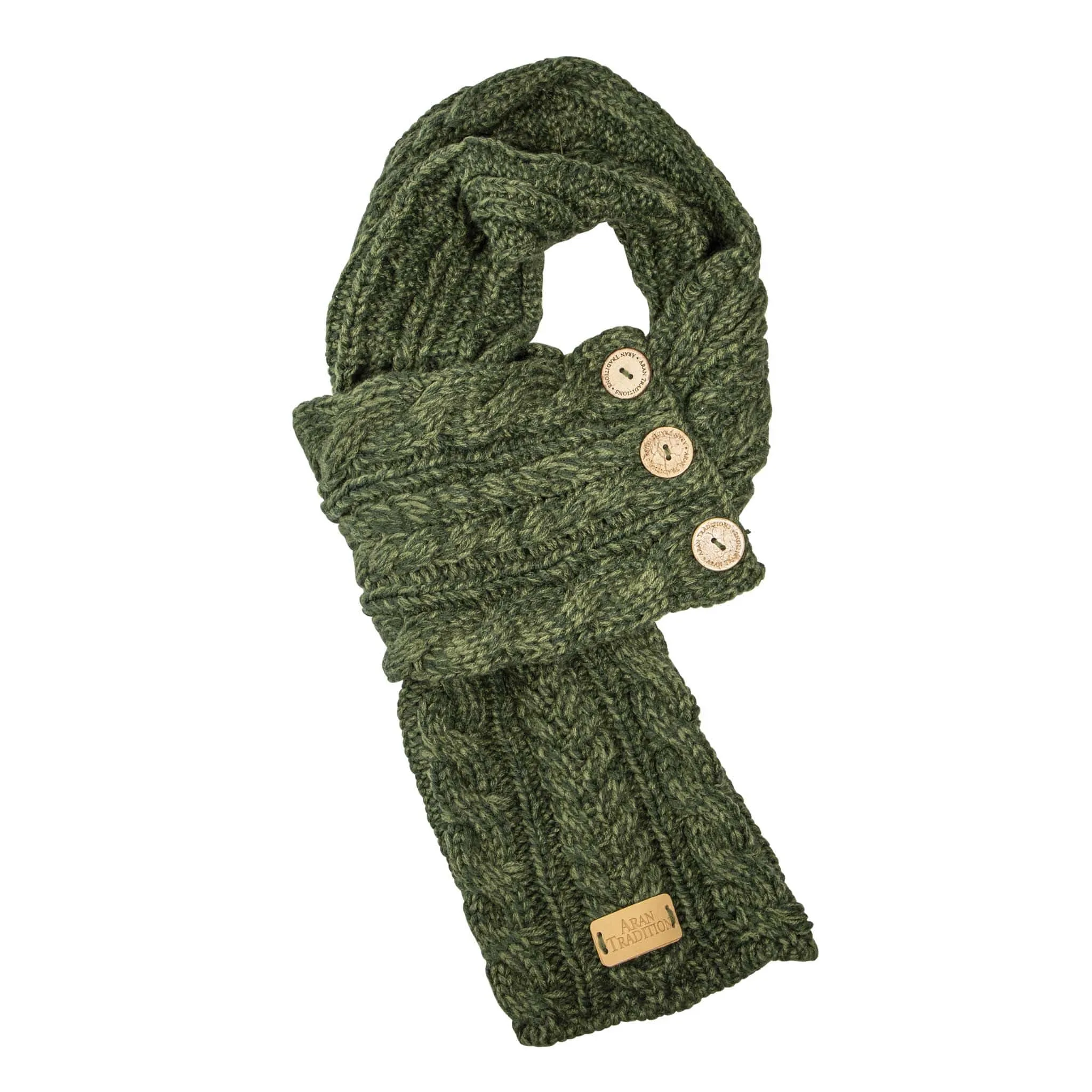 Aran Cable Button Wrap Scarf