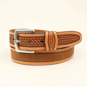 Ariat Medium Brown Embossed Basketweave Belt