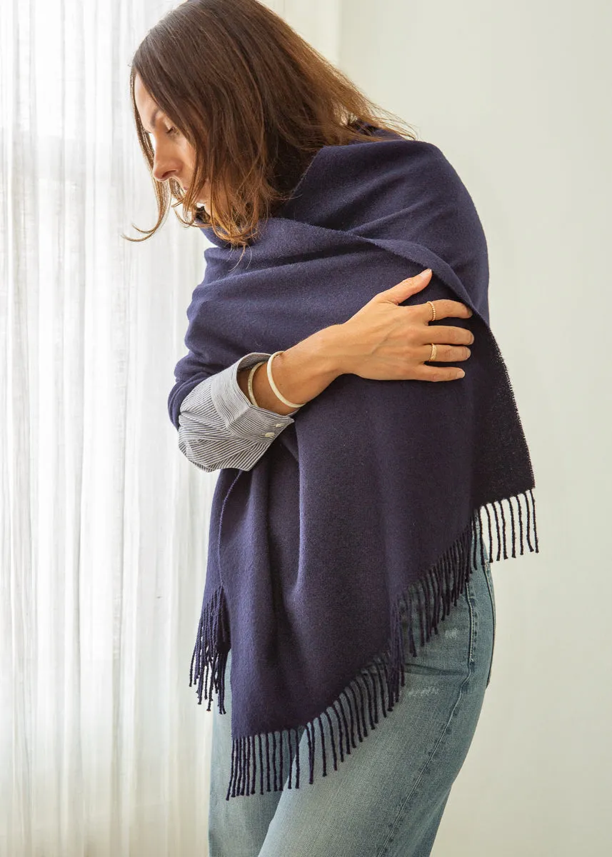 Baby Alpaca Shawl/ Oversized Scarf - Navy Blue