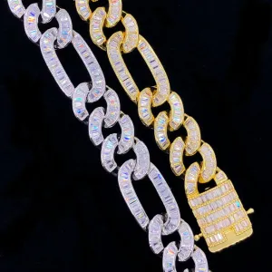 Baguette Figaro Link CZ Iced Out Hip Hop Bracelet