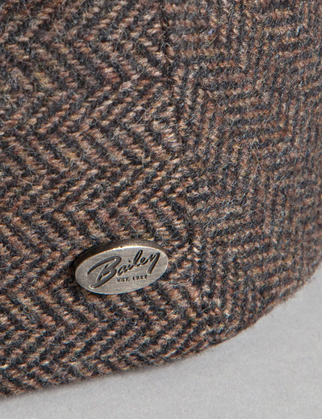 Bailey Lord Herringbone Flat Cap - Brown/Black