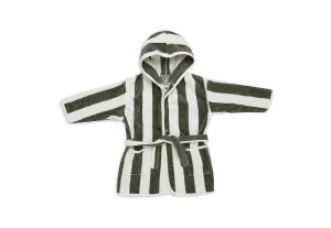 Bathrobe 3-4 year Stripe Terry - Leaf Green - GOTS