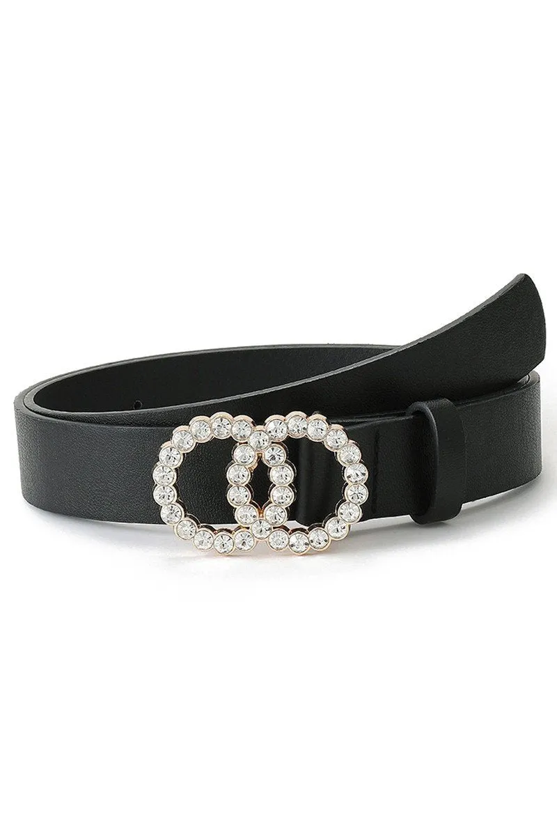 BEADS DETAIL DOUBLE O RING TRENDY LEATHER BELT