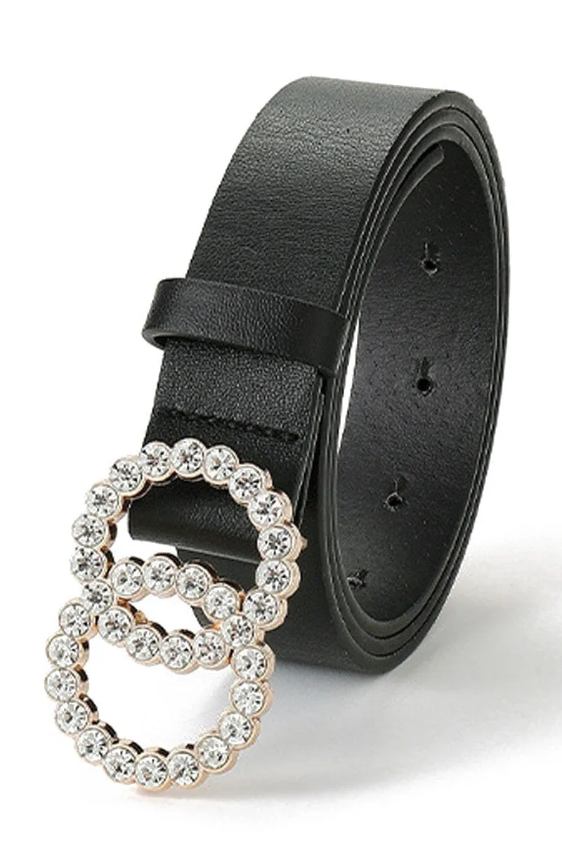 BEADS DETAIL DOUBLE O RING TRENDY LEATHER BELT