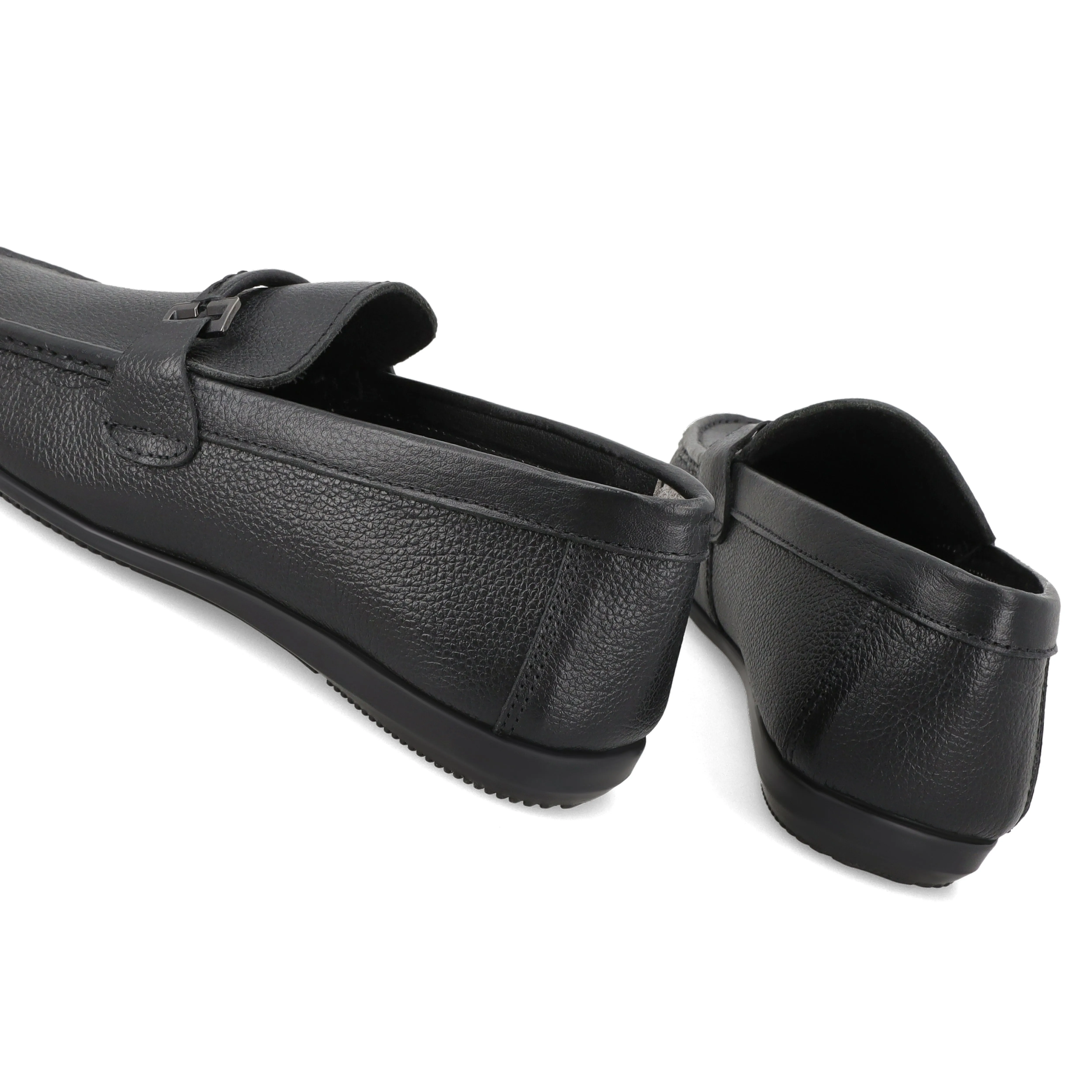 Black Buckled Moccasins-Black