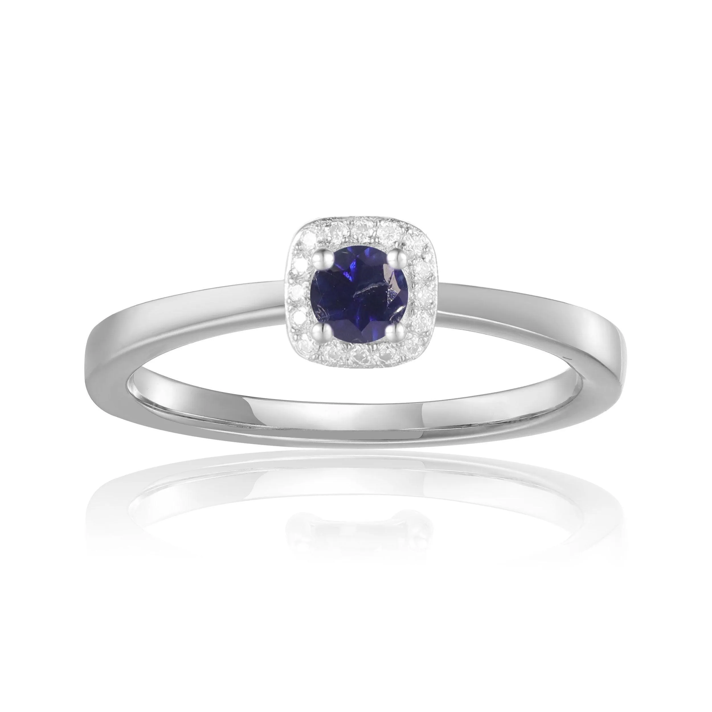 Blue Sapphire Halo Ring