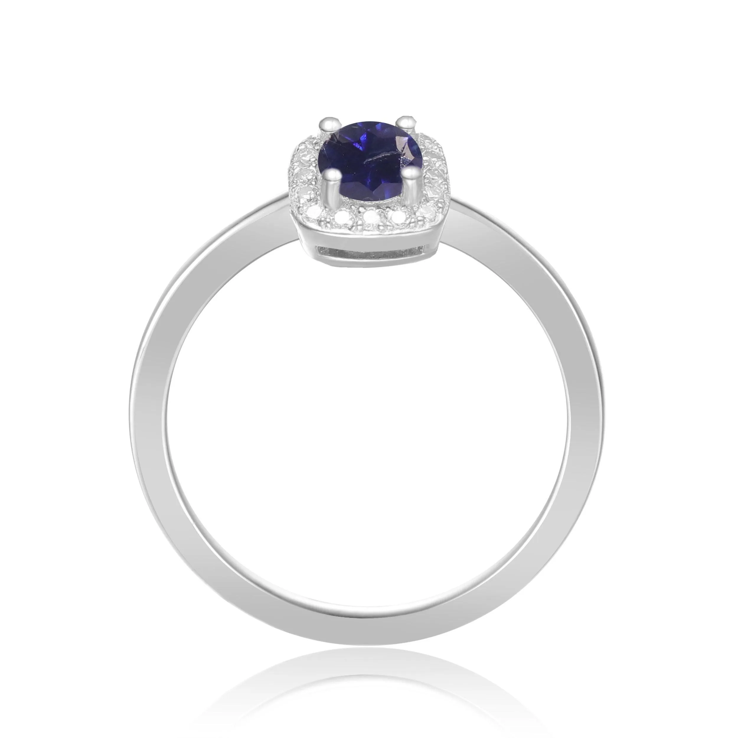 Blue Sapphire Halo Ring