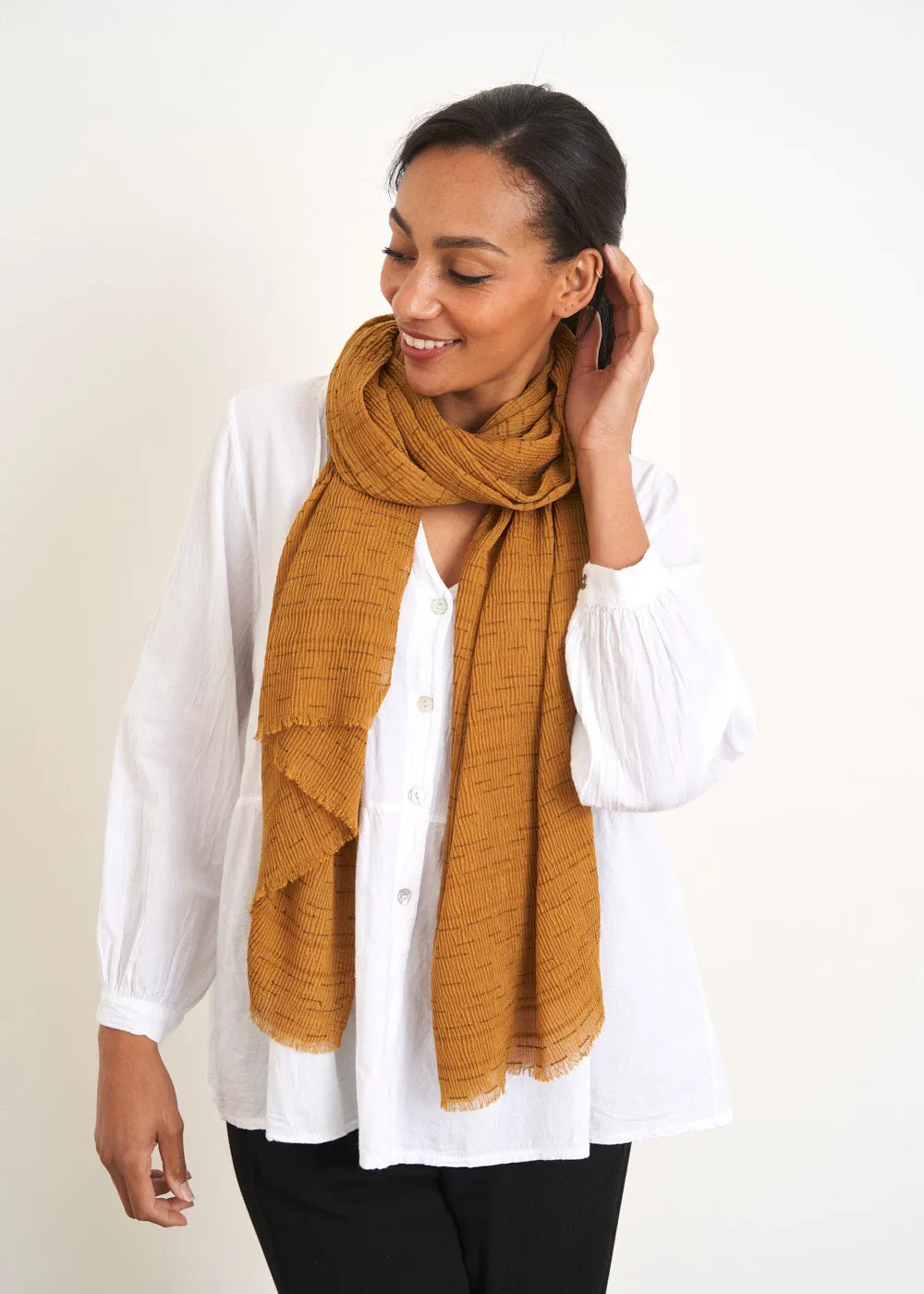 BONITA VISCOSE COTTON SCARF - MUSTARD