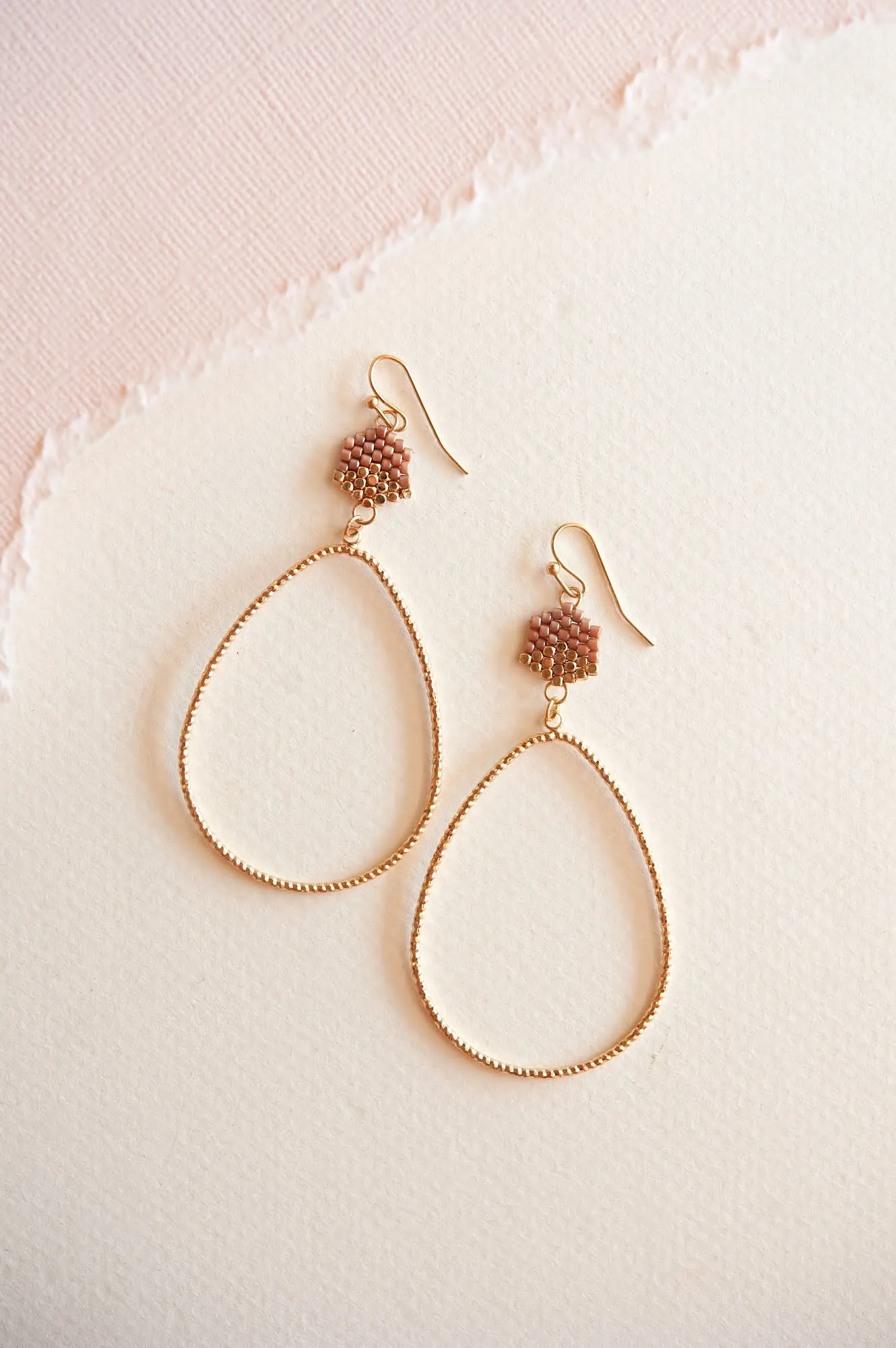 Carlie Gold Teardrop Dangle | Elegant Beaded Teardrop Earring