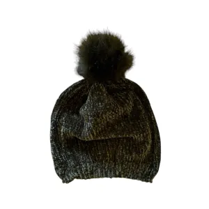 Chenille Pom Pom Hat - Moss Green