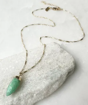 Chrysoprase charm bar link necklace // 14k gold fill