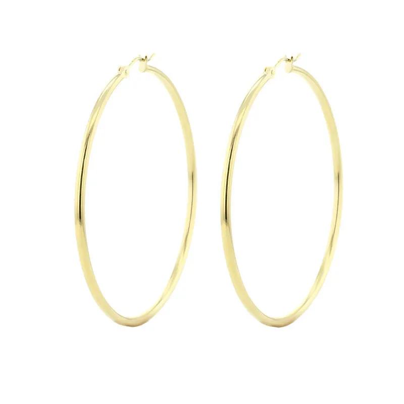 Classic Gold Hoop Earrings - 2x40MM