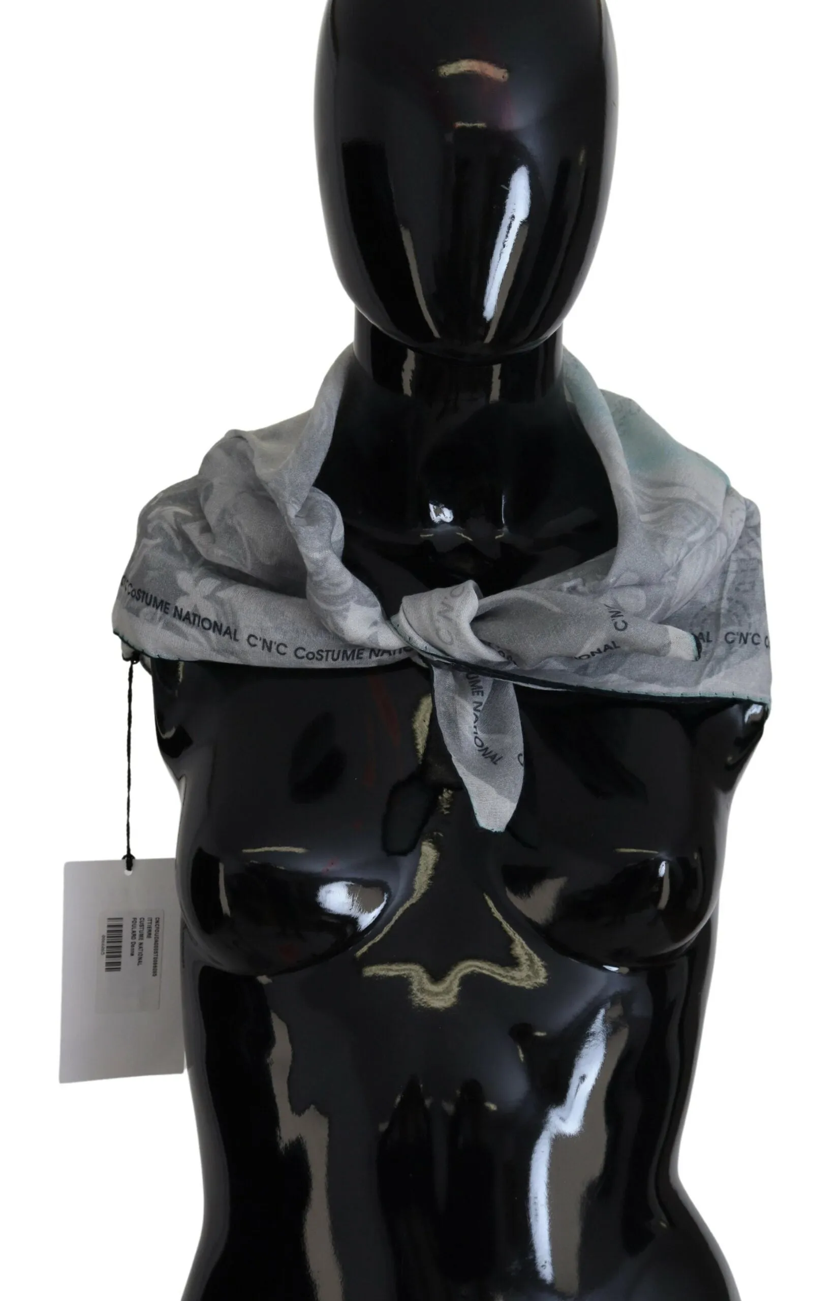 Costume National Elegant Grey Cotton Square Scarf