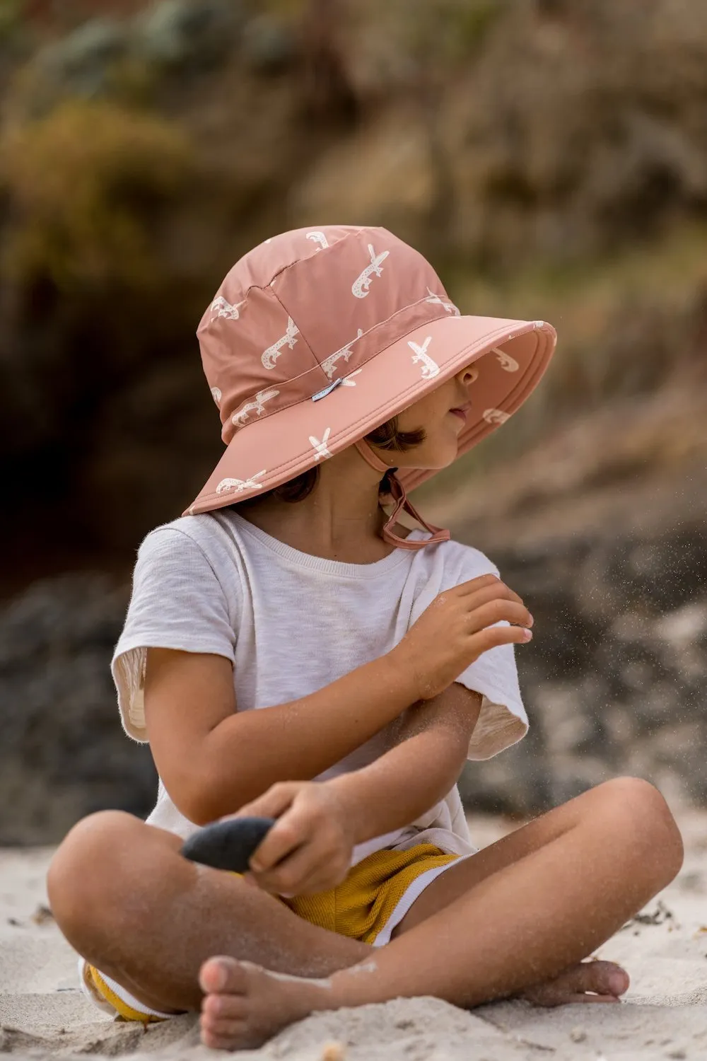 Crocodile Wide Brim Swim Bucket Hat