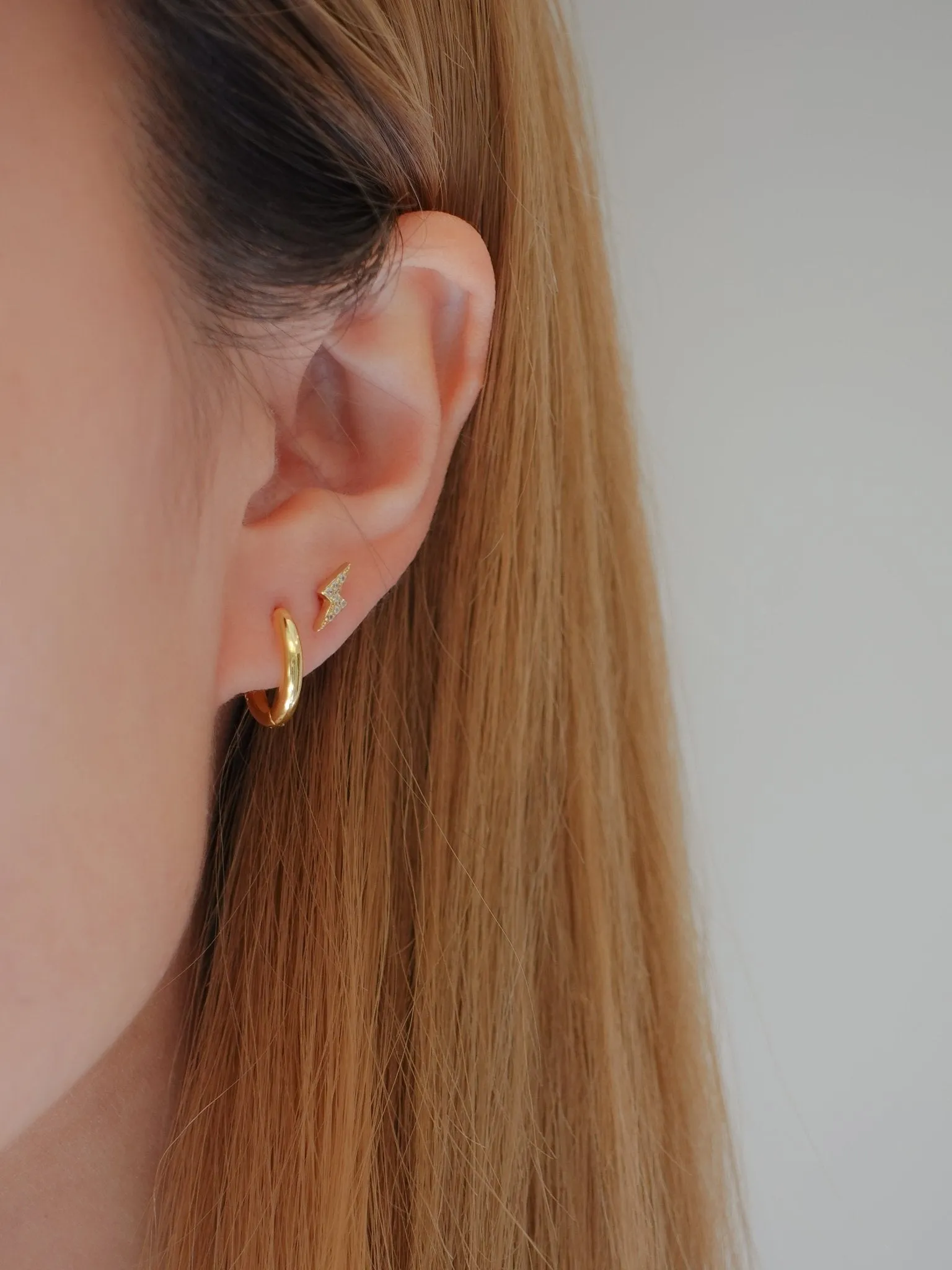 Crystal Lightning Bolt Sterling Studs in Gold