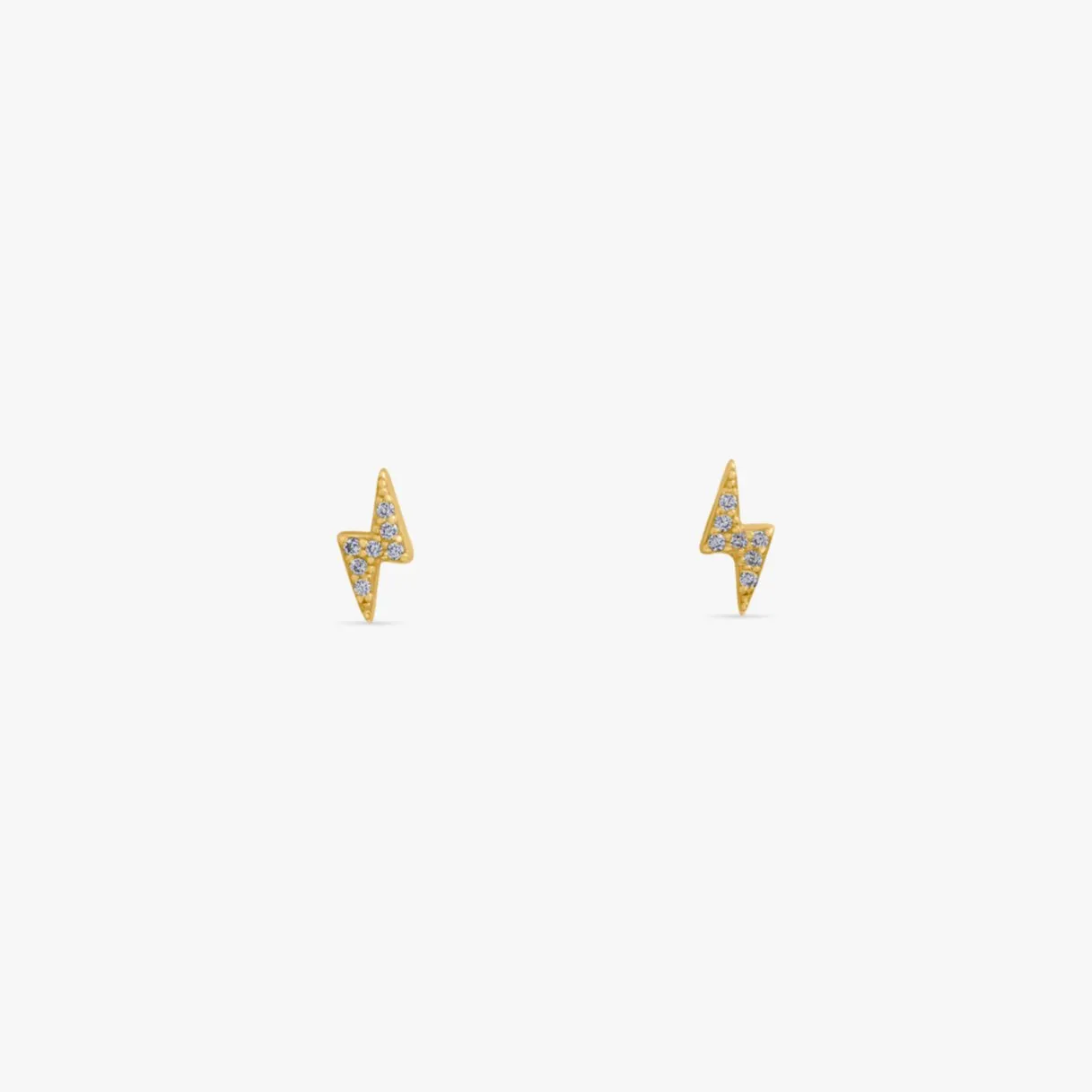 Crystal Lightning Bolt Sterling Studs in Gold