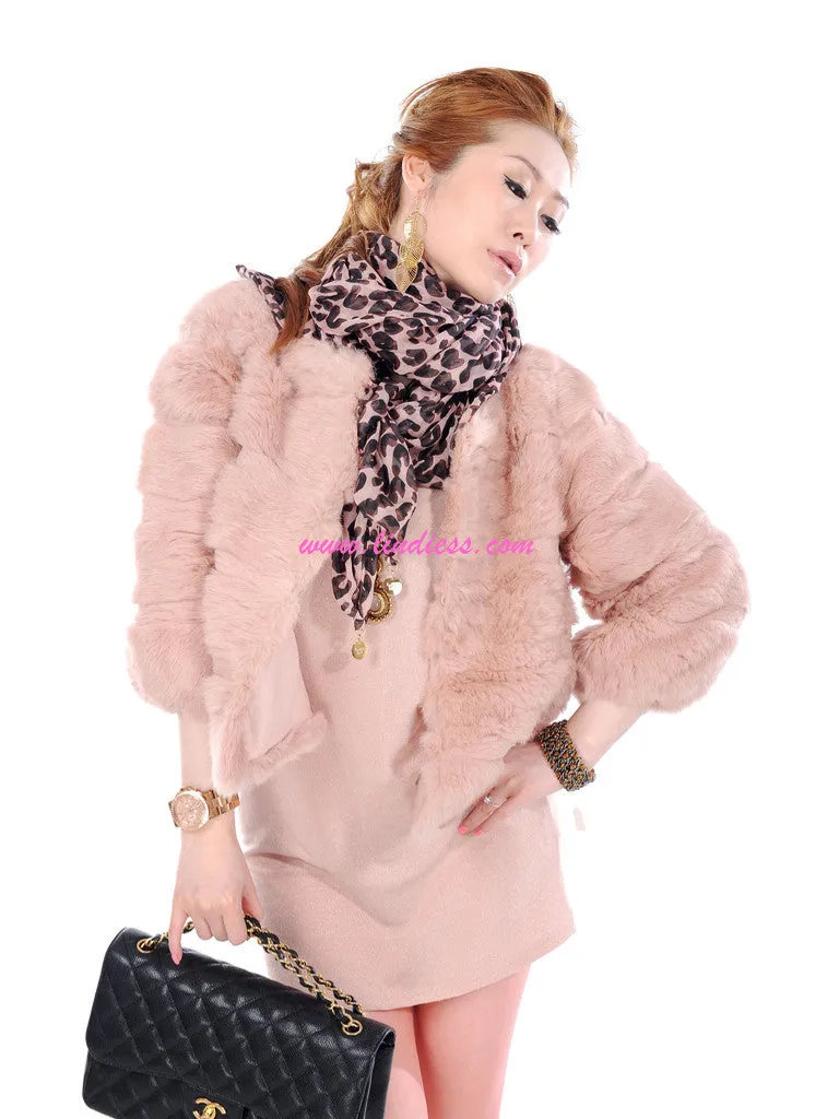 DOUBLE LAYER LEOPARD SILK SCARF - PINK