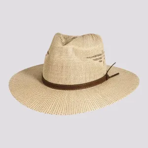 Dover | Womens Bangora Straw Flat Brim Pinch Front Sun Hat