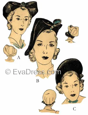 E-PATTERN 1938 Hats E1887