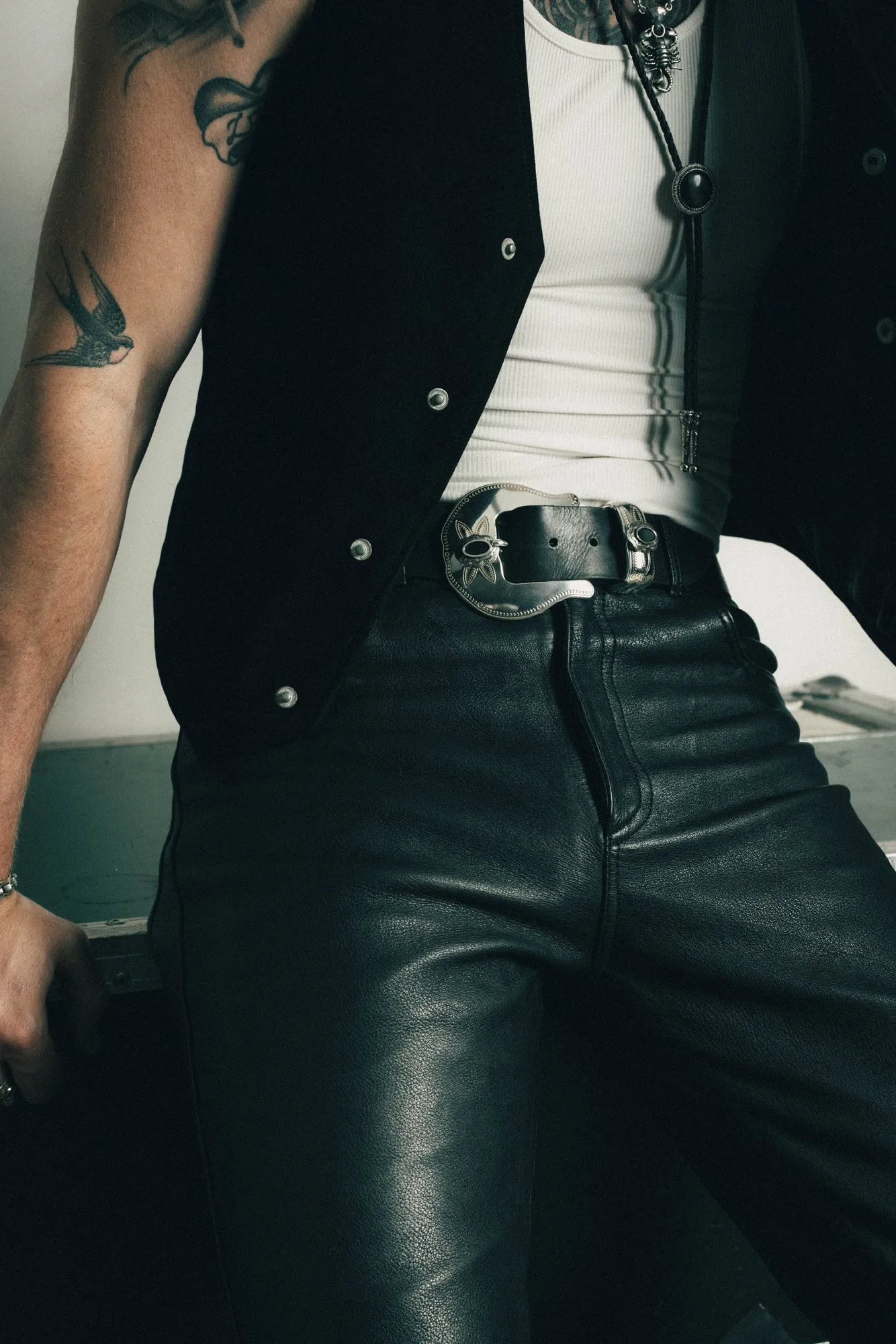 Electric Gypsy Belt | Worn Black Leather