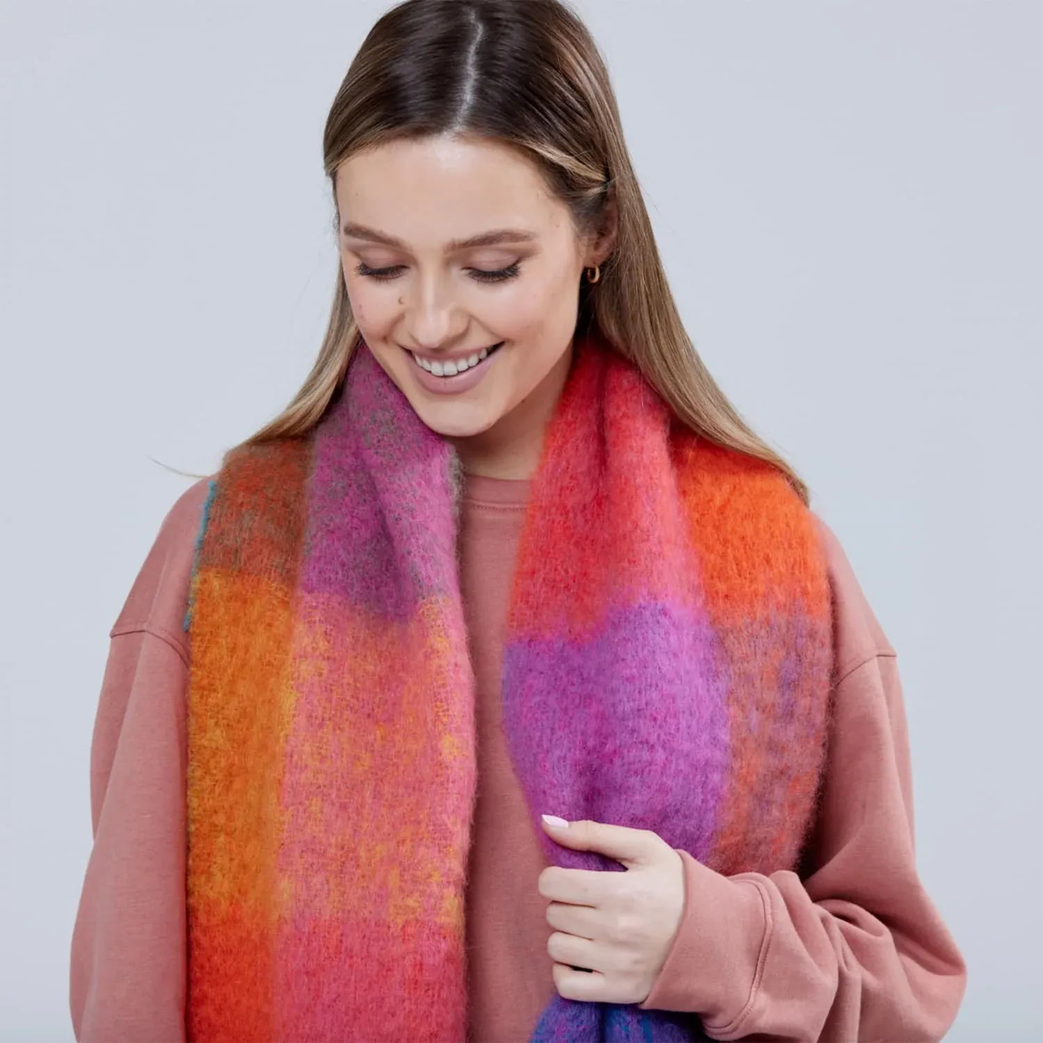 Foxford Pink And Red Mohair Scarf