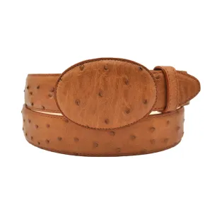 Gavel Men's Full Quill Ostrich Western Belt - Cognac