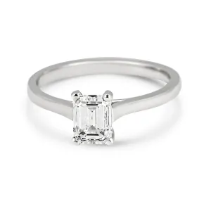 GCS Certificated 1.00ct Emerald Cut Diamond Ring