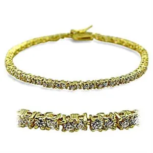 Gold Brass Bracelet with AAA Grade CZ in Clear for Women Style 415802