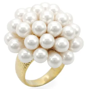 Gold Brass Ring with Synthetic in White for Women Style 1W052