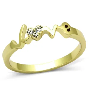 Gold Brass Ring with Top Grade Crystal in Clear for Women Style LO3964