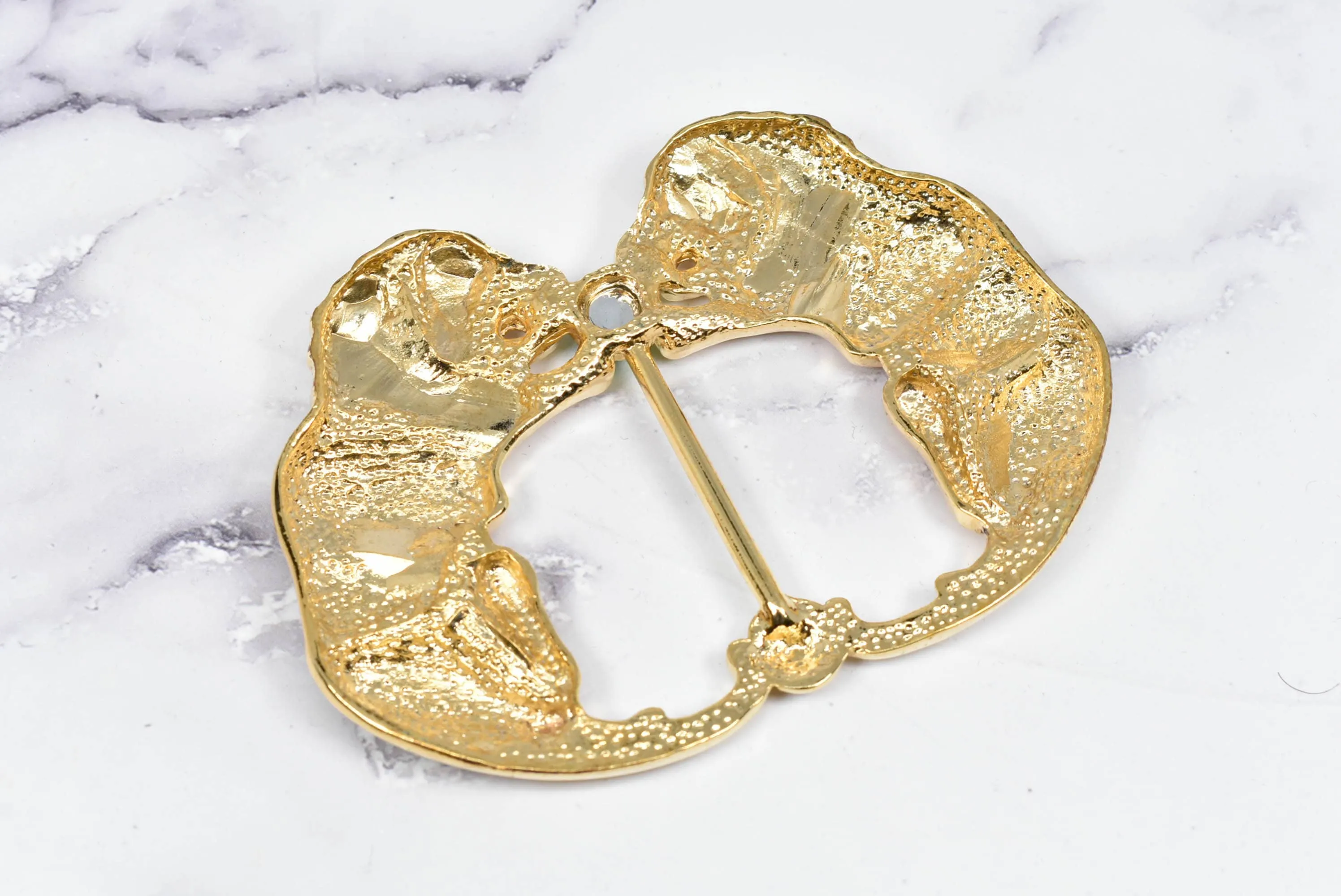 Gold Lion Ribbon Slider Buckle 4" x 2.90" - 1 Piece