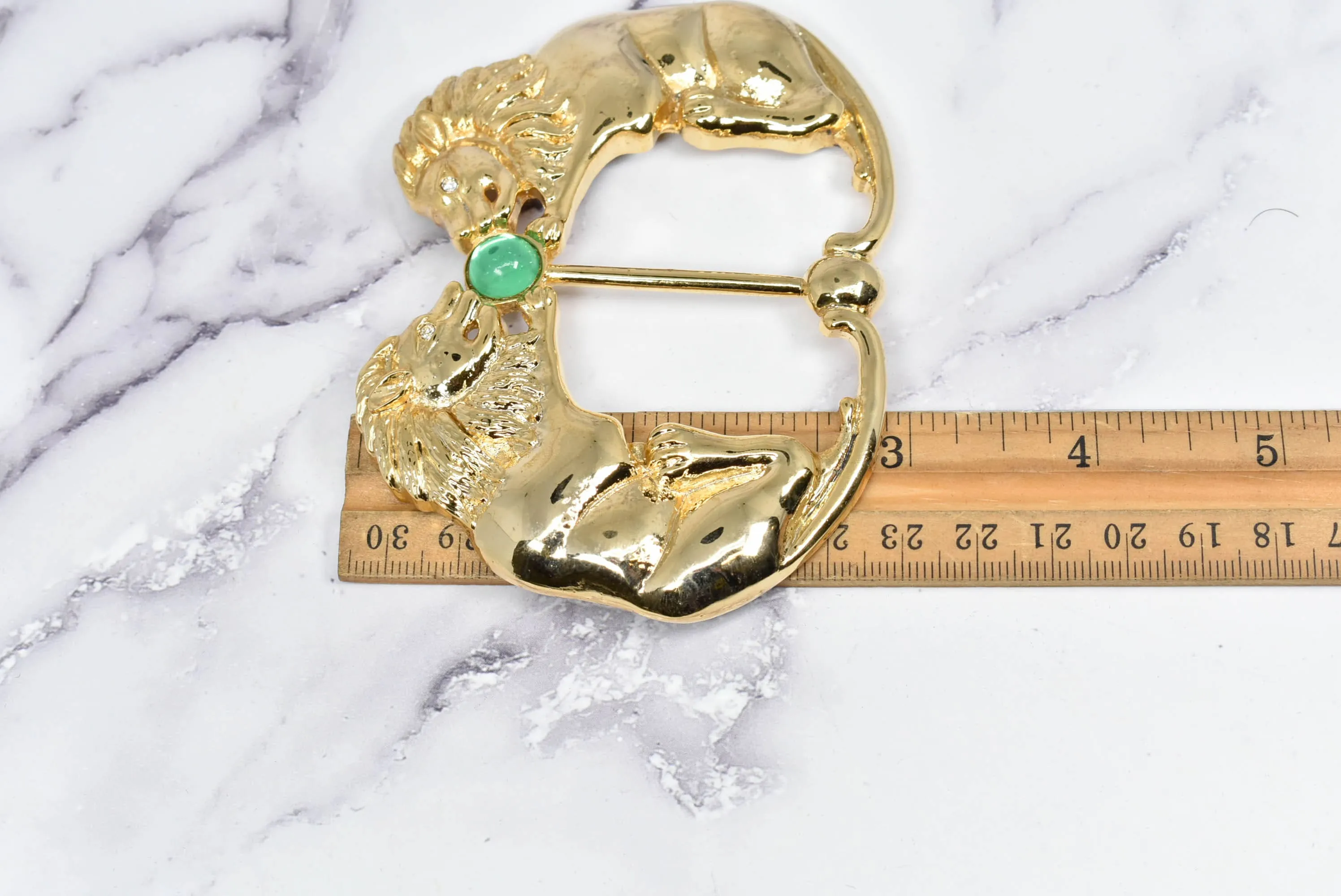 Gold Lion Ribbon Slider Buckle 4" x 2.90" - 1 Piece